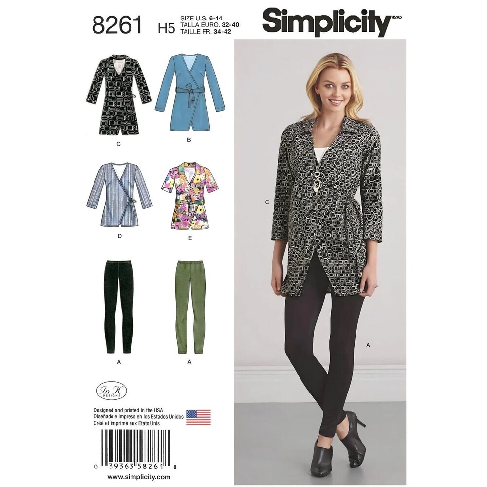 SIMPLICITY 8261 Misses WRAP Tops Tunic & LEGGINGS Sewing Pattern Sz 6-14 UNCUT